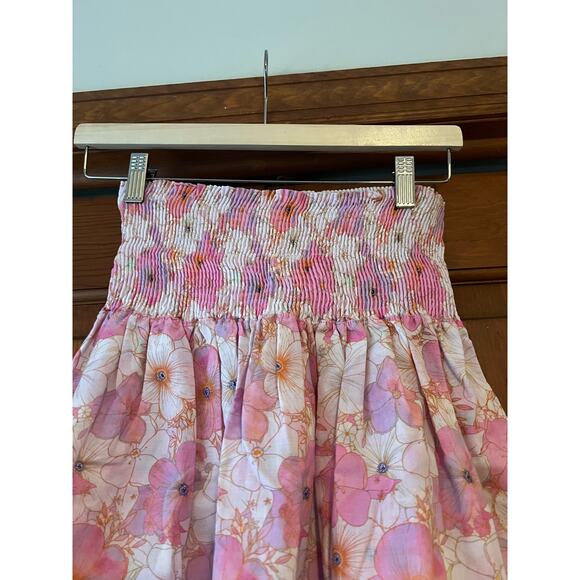 NWT Peixoto Women's Floral Prints Mariel Mini Skirt Shirred Waistband Pink SZ L - Picture 4 of 10